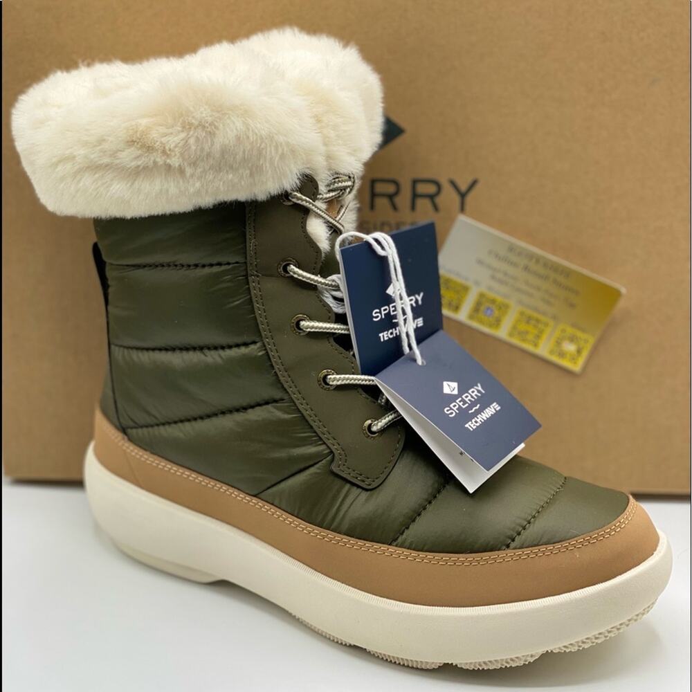SPERRY WOMENS BEARING PLUSHWAVE‎ BOOTS (9) OLIVE